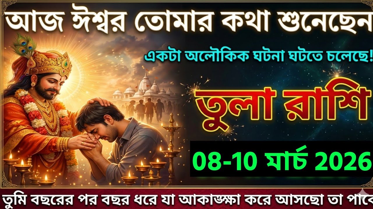 তুলা রাশি, ০২ মার্চ, ২০২৬আজ ঈশ্বর তোমার কথা শুনেছেন একটা অলৌকিক ঘটনা ঘটতে চলেছে!
