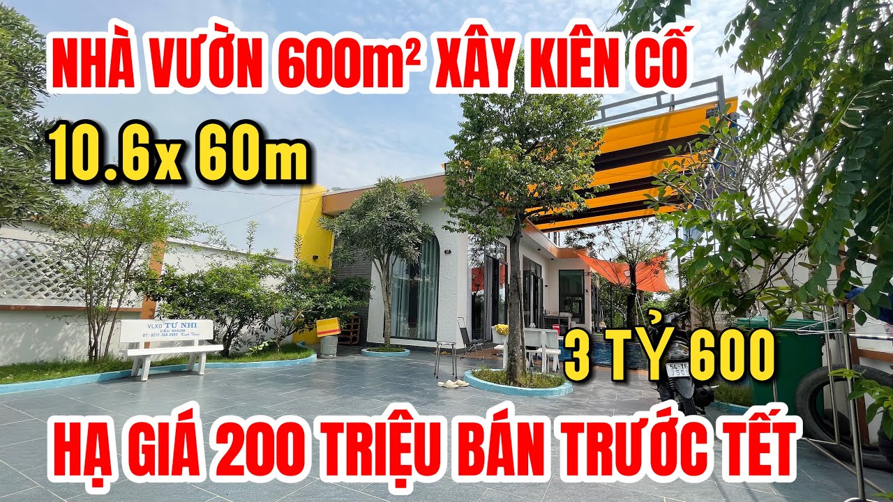 NHÀ VƯỜN NGHỈ DƯỠNG VEN BÌNH CHÁNH 600m2, Xe hơi ngủ trong sân, cách chợ tiện ích 1Km