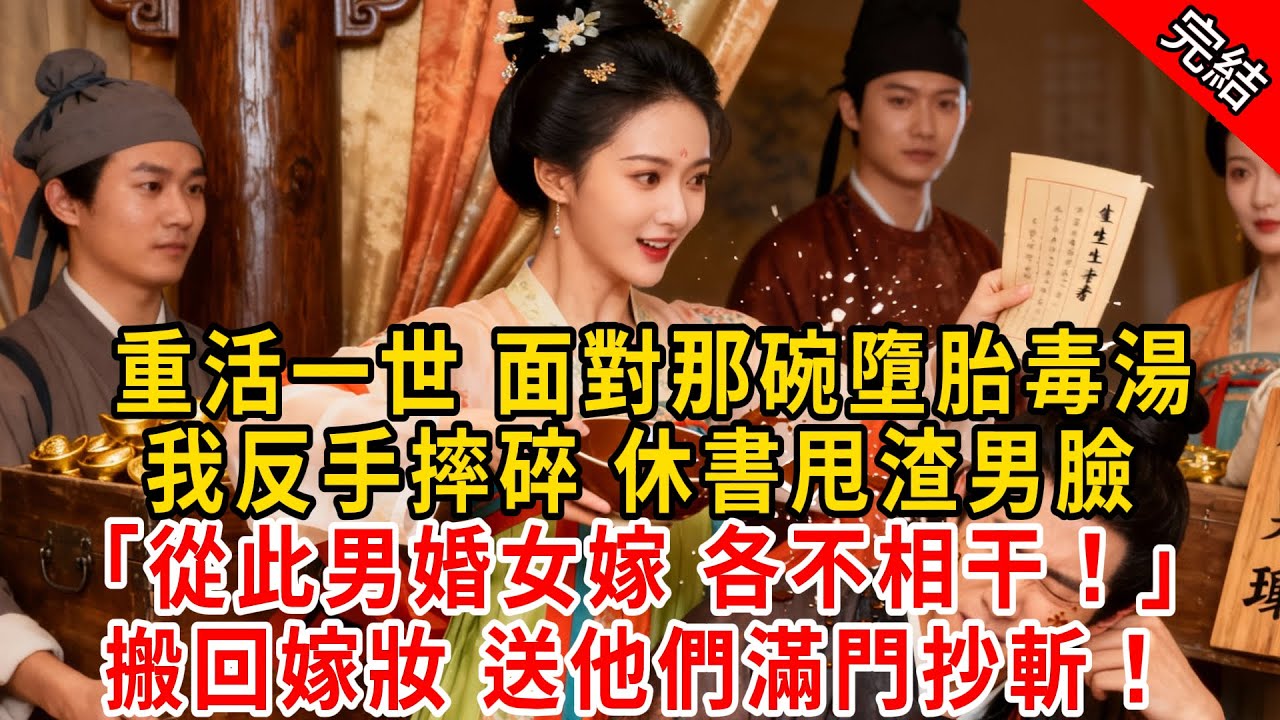 重活一世 面對那碗墮胎毒湯，我反手摔碎 休書甩渣男臉「從此男婚女嫁 各不相干！」搬回嫁妝 送他們滿門抄斬！#原创 #古言 #小说 #重生 #爽文
