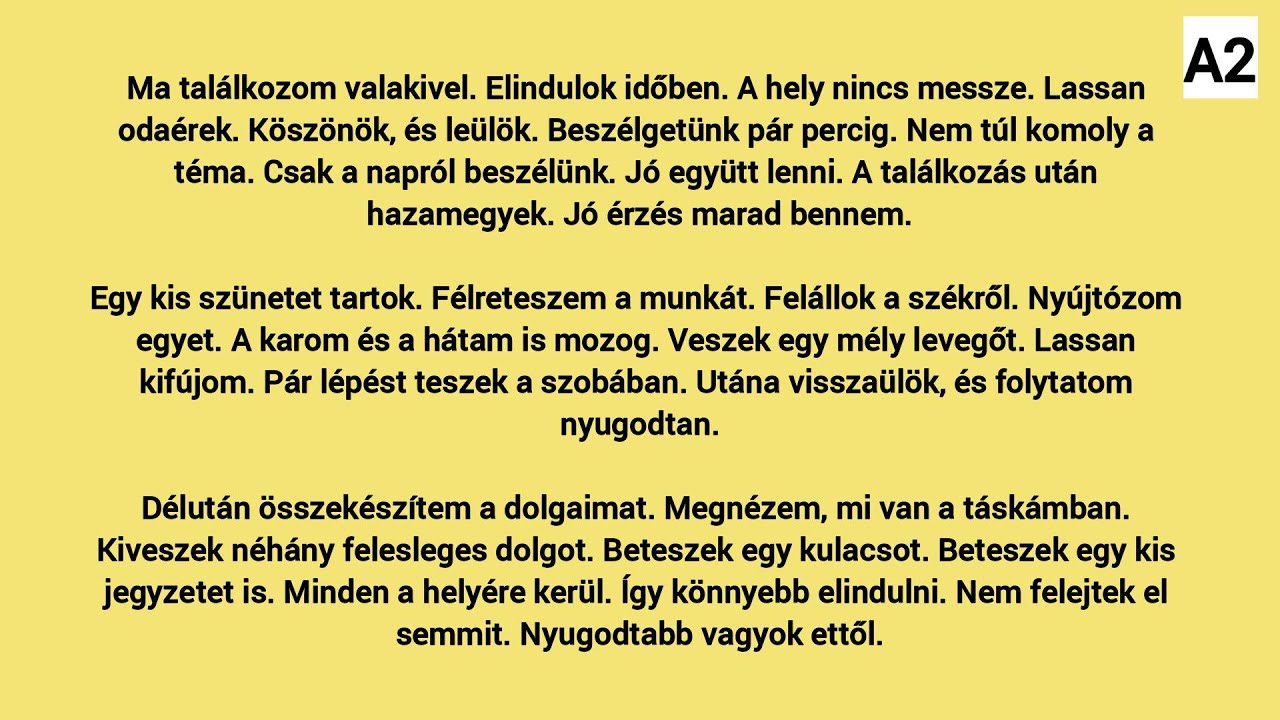Slow Reading in Hungarian A2 / (HU/EN subtitles)  -  Ma találkozom valakivel