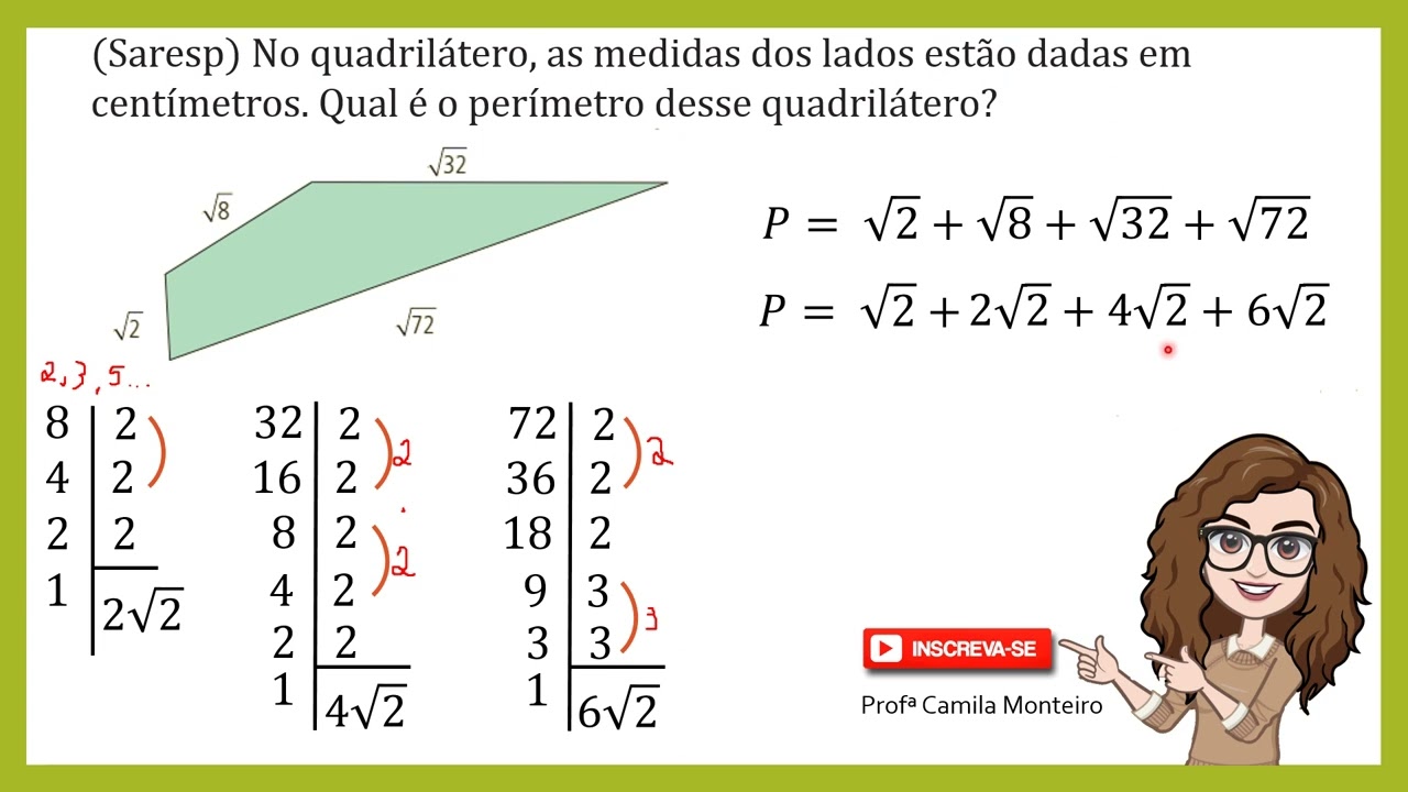 Adição e subtração de radicais - exercício resolvido - Prof. Camila Monteiro