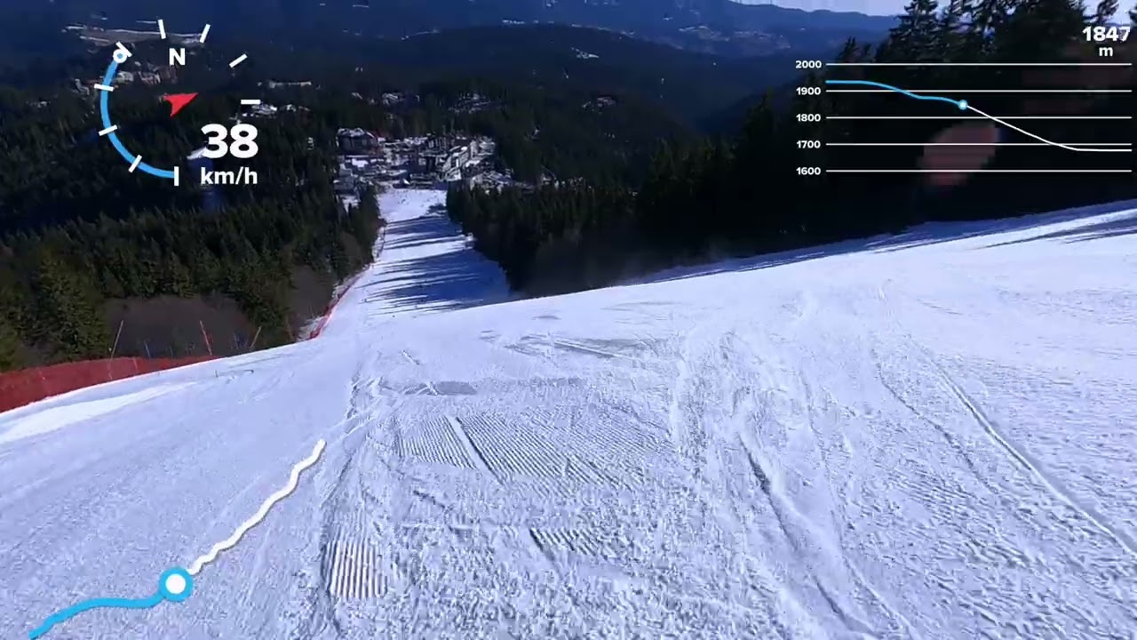 Pamporovo, Bulgaria, The Wall, black ski run 2 in sunny day, February 2022.