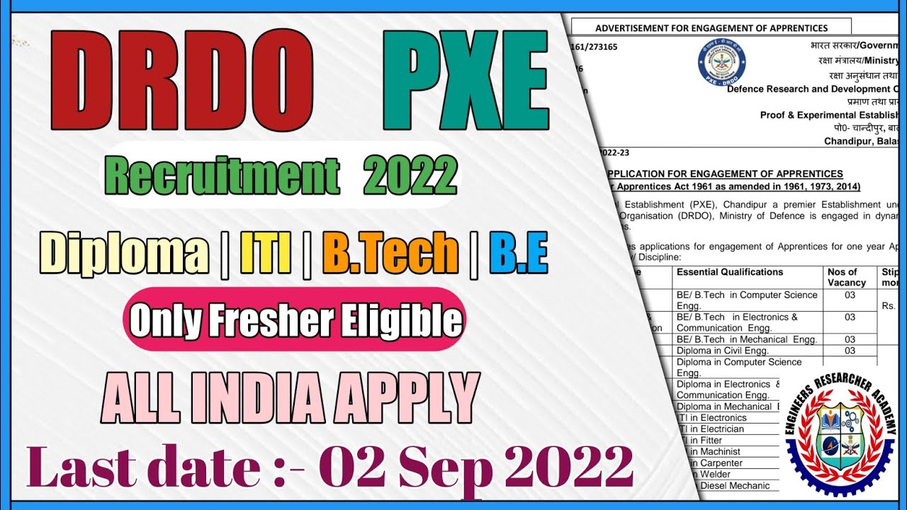 DRDO PXE Apprentice Recruitment 2022 || DRDO Apprentice Form 2022 || DRDO Apprentice Vacancy 2022