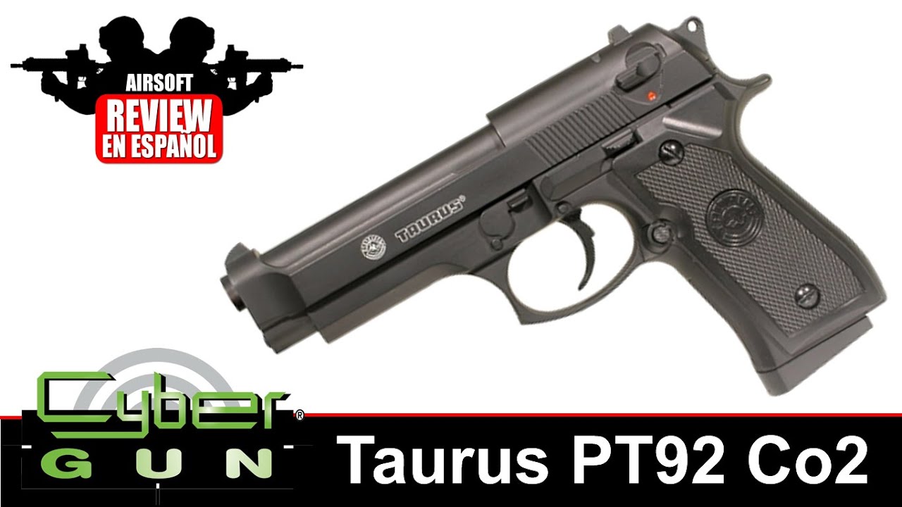 PT92 : Cyber Gun Taurus PT92 ABS y Full Metal Airsoft Review en Español HD ( Test Shot )