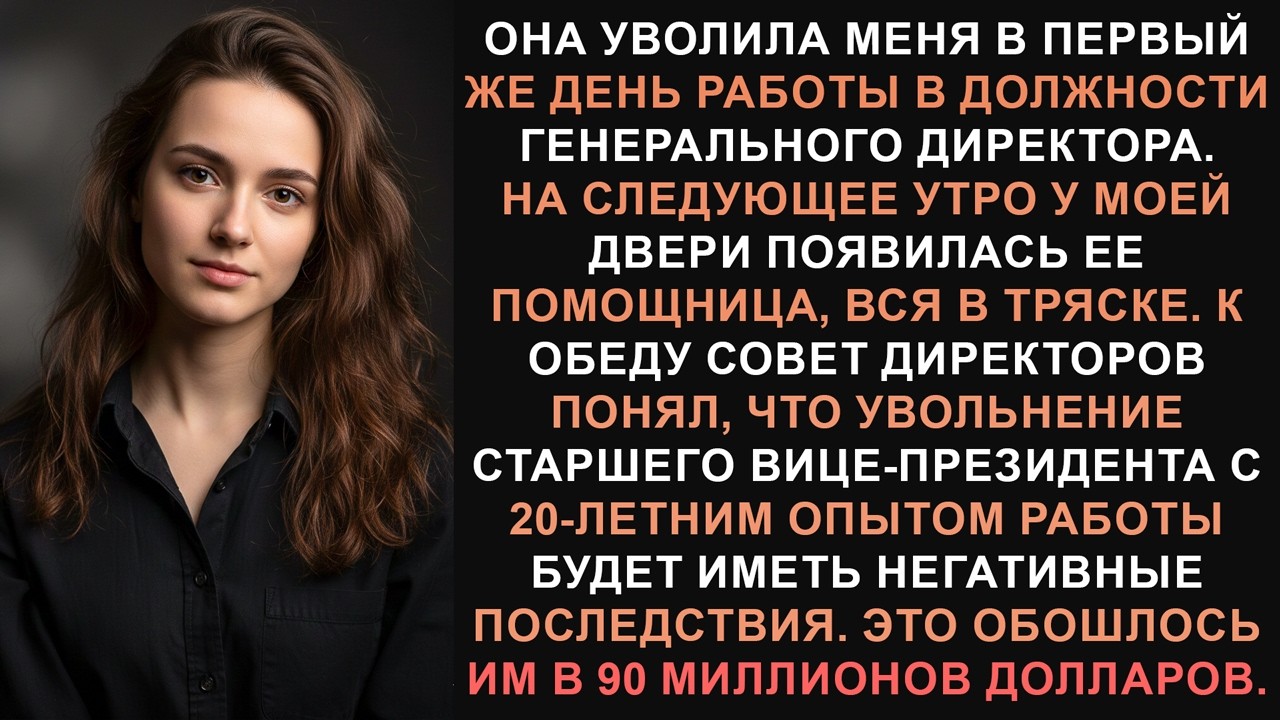 Она уволила меня на глазах у всех. Через 24 часа ко мне домой пришла её помощница.