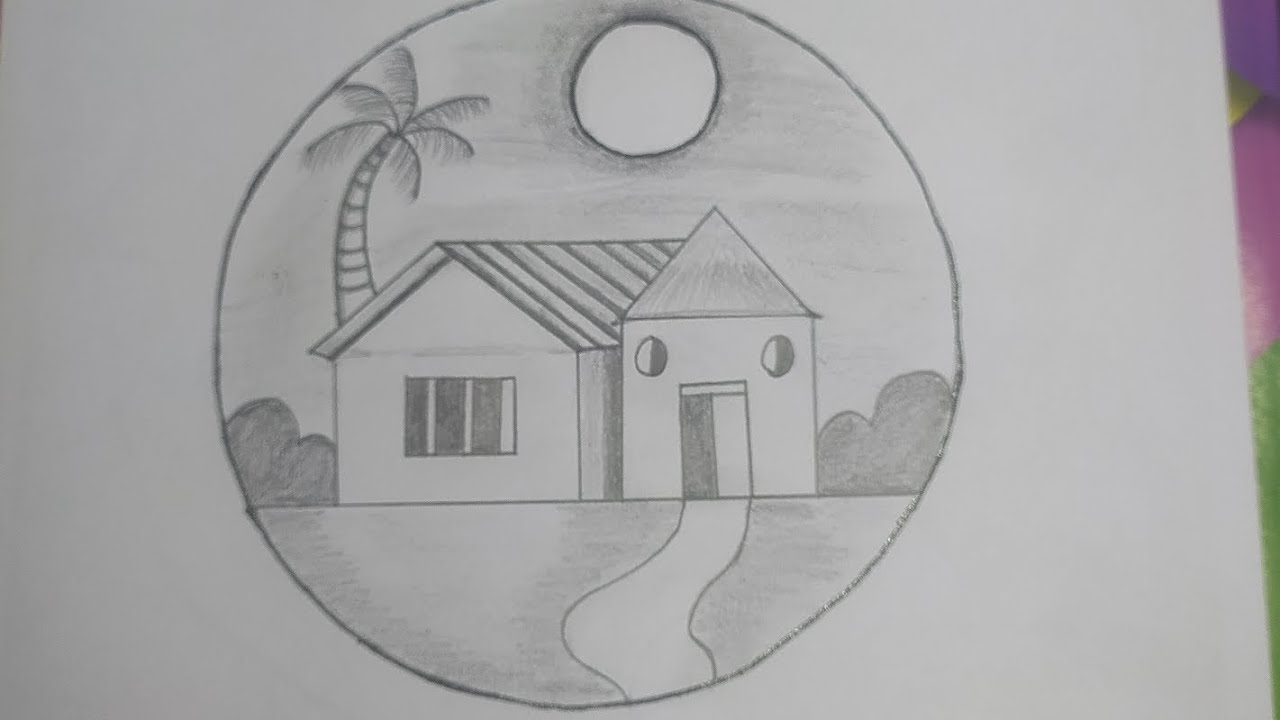 Easy drawing# circle drawing //house //for beginners //pencilart//trending//yt