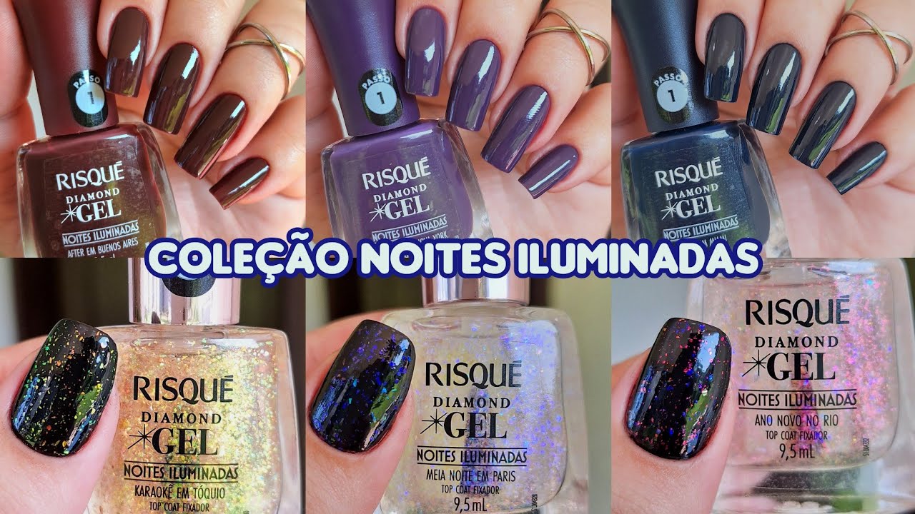 ESMALTE RISQUÉ DIAMOND GEL COLEÇÃO NOITES ILUMINADAS ✨️LANÇAMENTO✨️