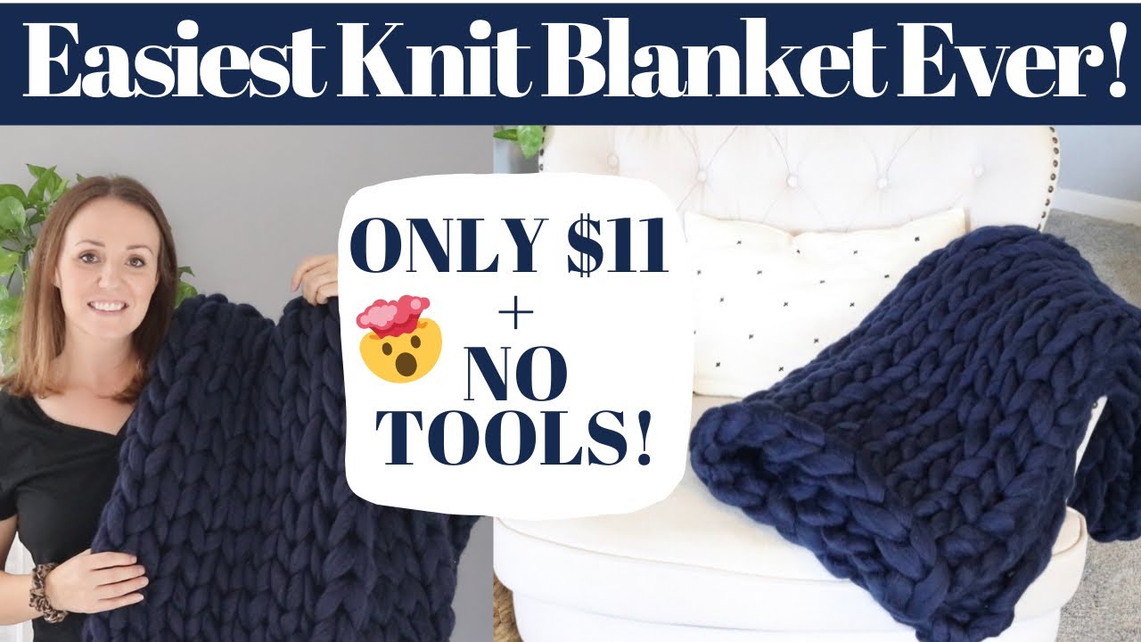 HOW TO HAND KNIT A BLANKET  | HOW TO MAKE A CHUNKY KNIT BLANKET | DIY CHUNKY KNIT BLANKET 2019