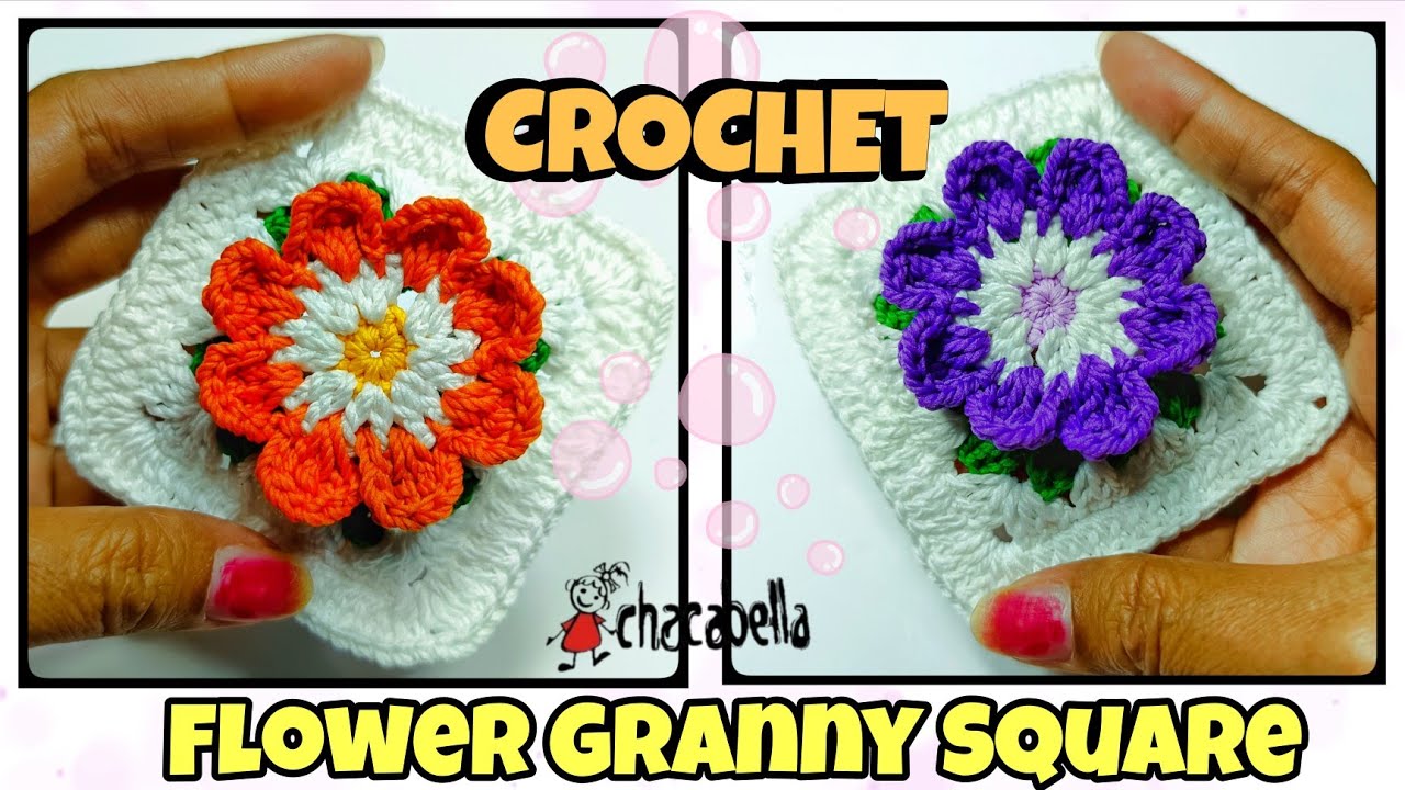 🌼 Crochet Granny Square Tutorial 🌼 How to Crochet Easy 3D Daisy Flower Granny Square For Beginners