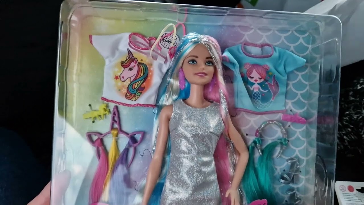 Barbie Fantasy Hair Doll Unicorn and Mermaid fashion, unboxing, review, restyle