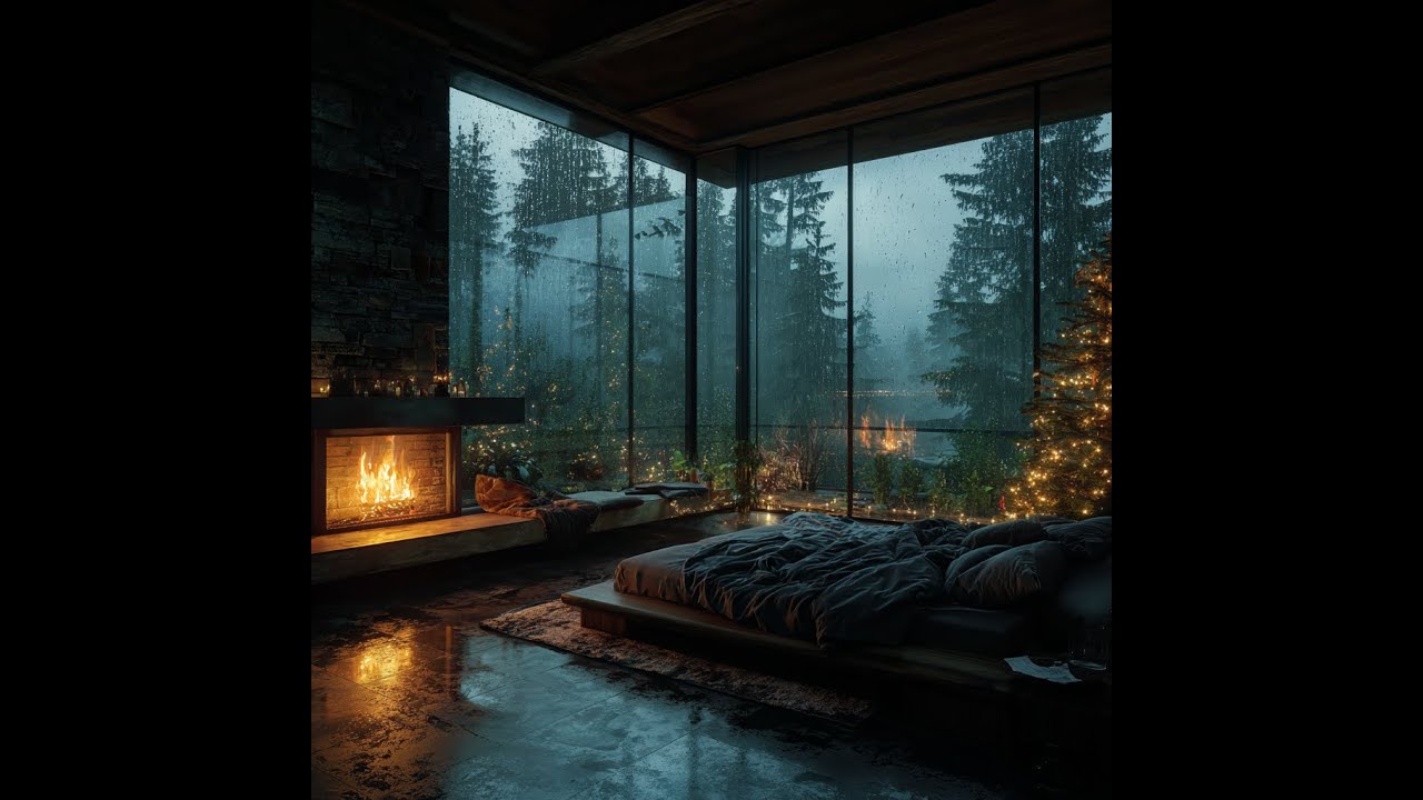 No Ads - Rain & Fireplace Sounds for Deep Healing Sleep