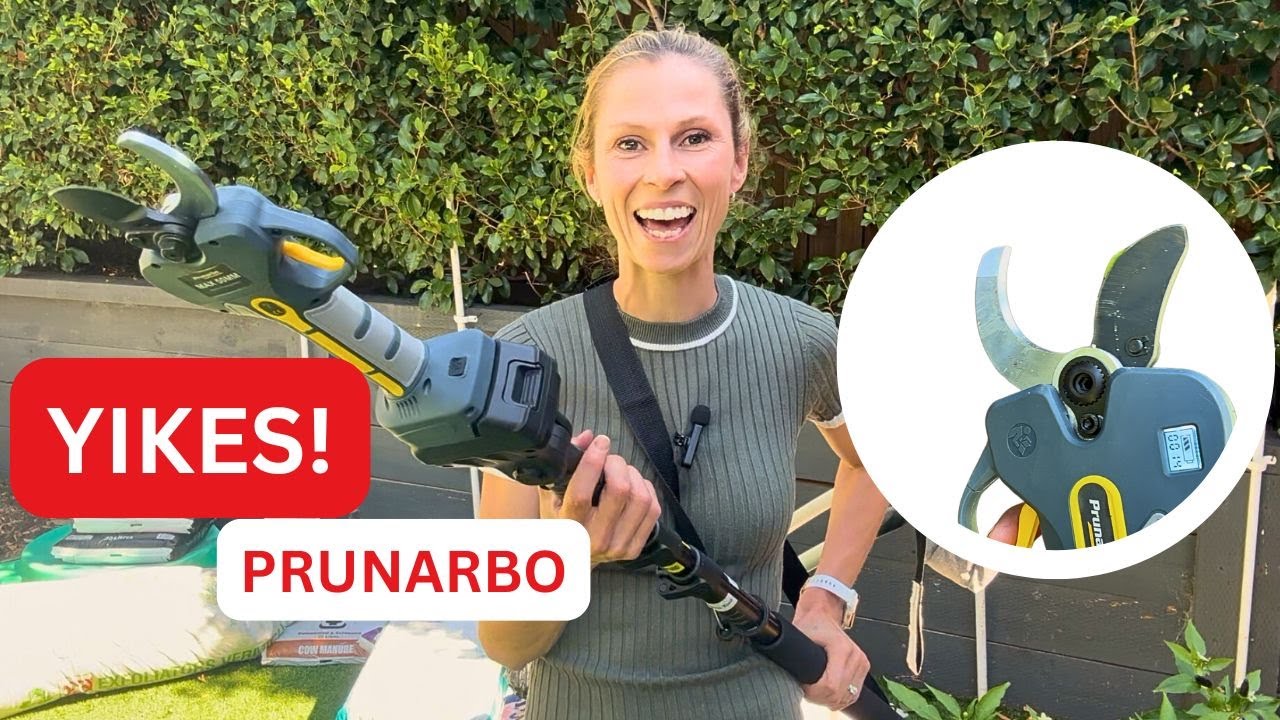 The most DANGEROUSLY COOL tool for pruning thick branches & tall hedges! PRUNARBO electric secateurs