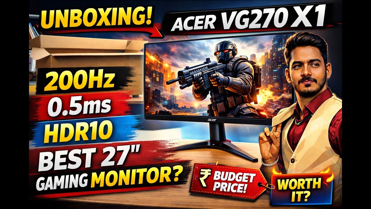Acer Nitro VG270 X1 Unboxing 🔥 27” IPS Gaming Monitor | 200Hz | 0.5ms | HDR10 | Worth Buying?
