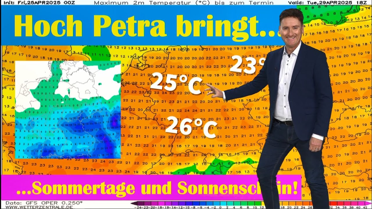 FREIBADWETTER? Hoch Petra bringt Sommertage und Sonnenschein! 25°C+X möglich. Regen zieht heute ab!