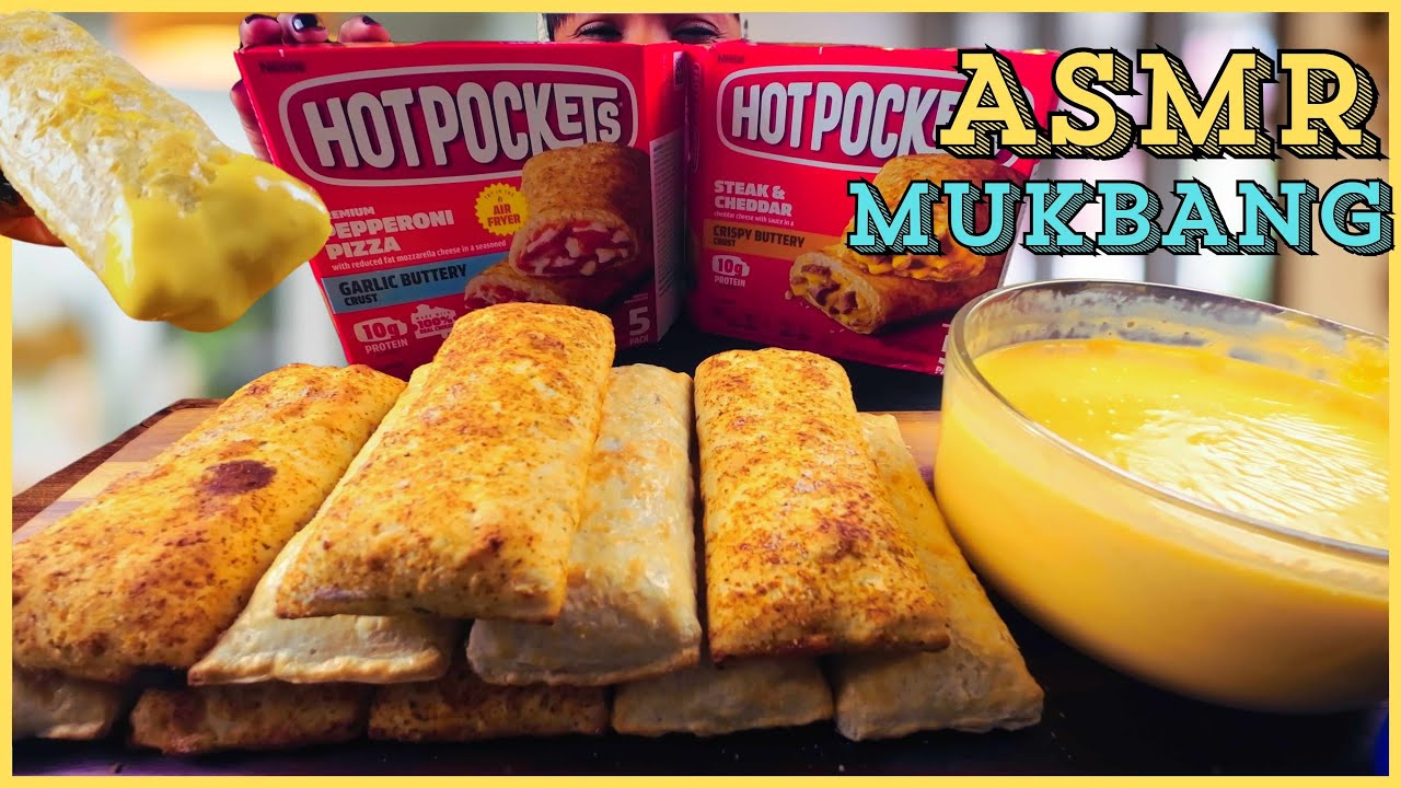 ASMR | MUKBANG HOT POCKETS AND CHEESE SAUCE