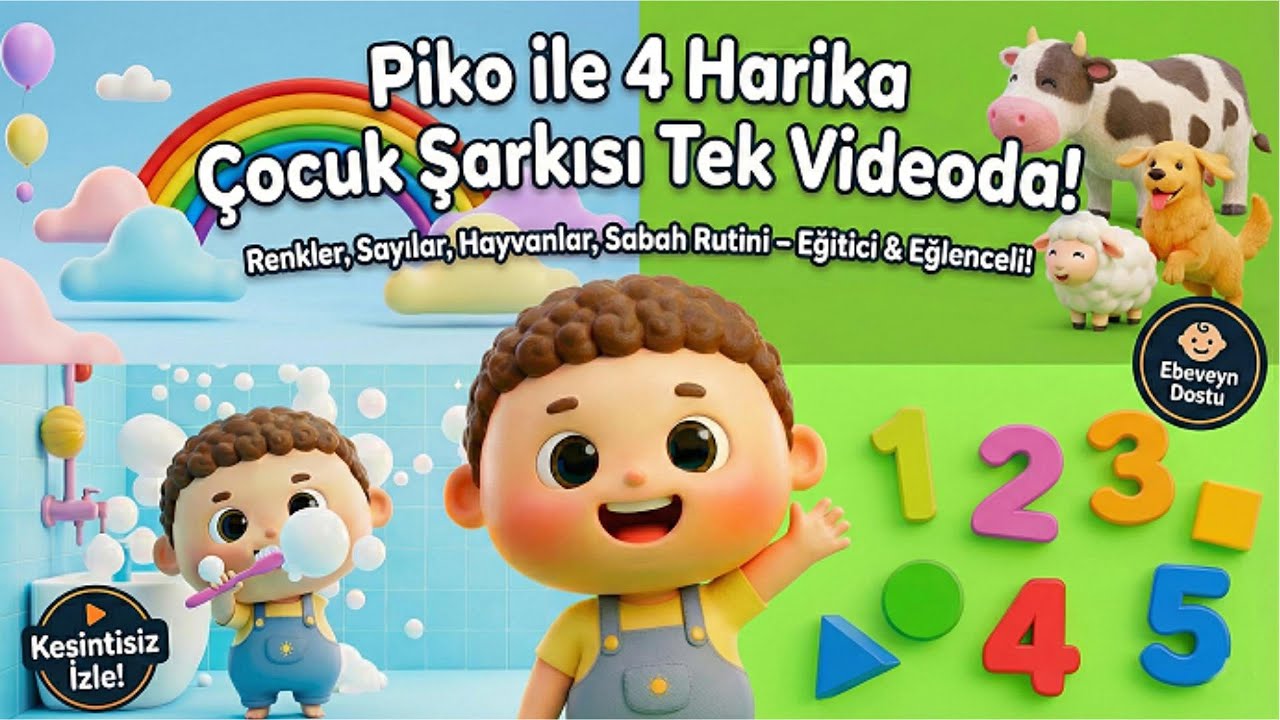 Piko ile Eğitici Çocuk Şarkıları | 4 Şarkı Bir Arada! | Kesintisiz İzle