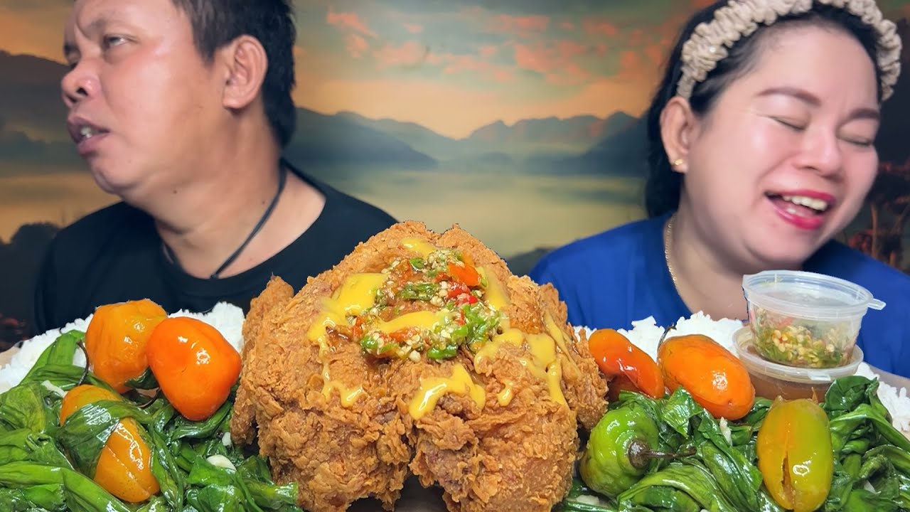 Seru Parah!Ayam krispy utuh oseng genjer cabe gendot MUKBANG 