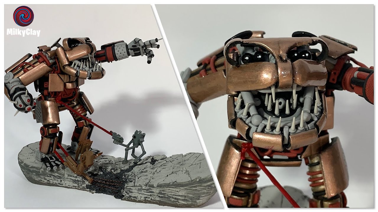 How to make ROBOT FIGHT DIORAMA with POLYMER CLAY (FIMO) part 2 / TUTORIAL / DIY