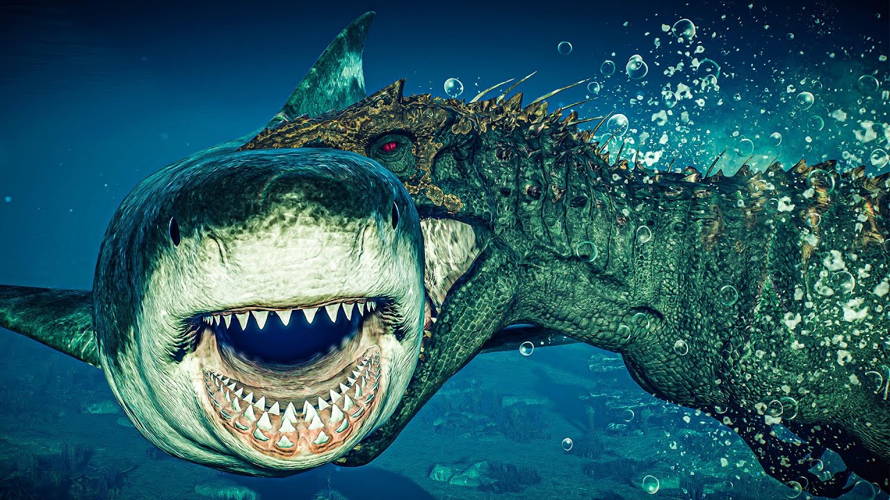 Indominus Rex vs Megalodon | Best Hunt & Fight Animations vs All Marine Reptiles – JWE2 Mods