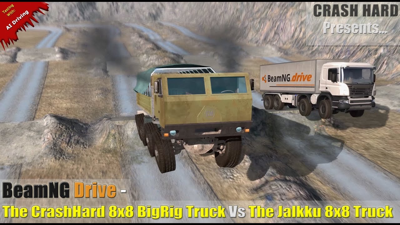 BeamNG Drive - The CrashHard 8x8 BigRig Truck Vs The Jalkku 8x8 Truck