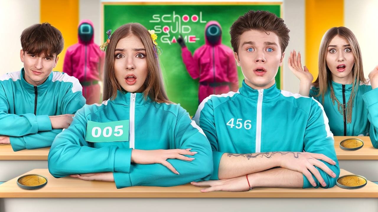 Nous sommes allés à l'école Squid Game ! Nous avons joué à Squid Game dans la vraie vie