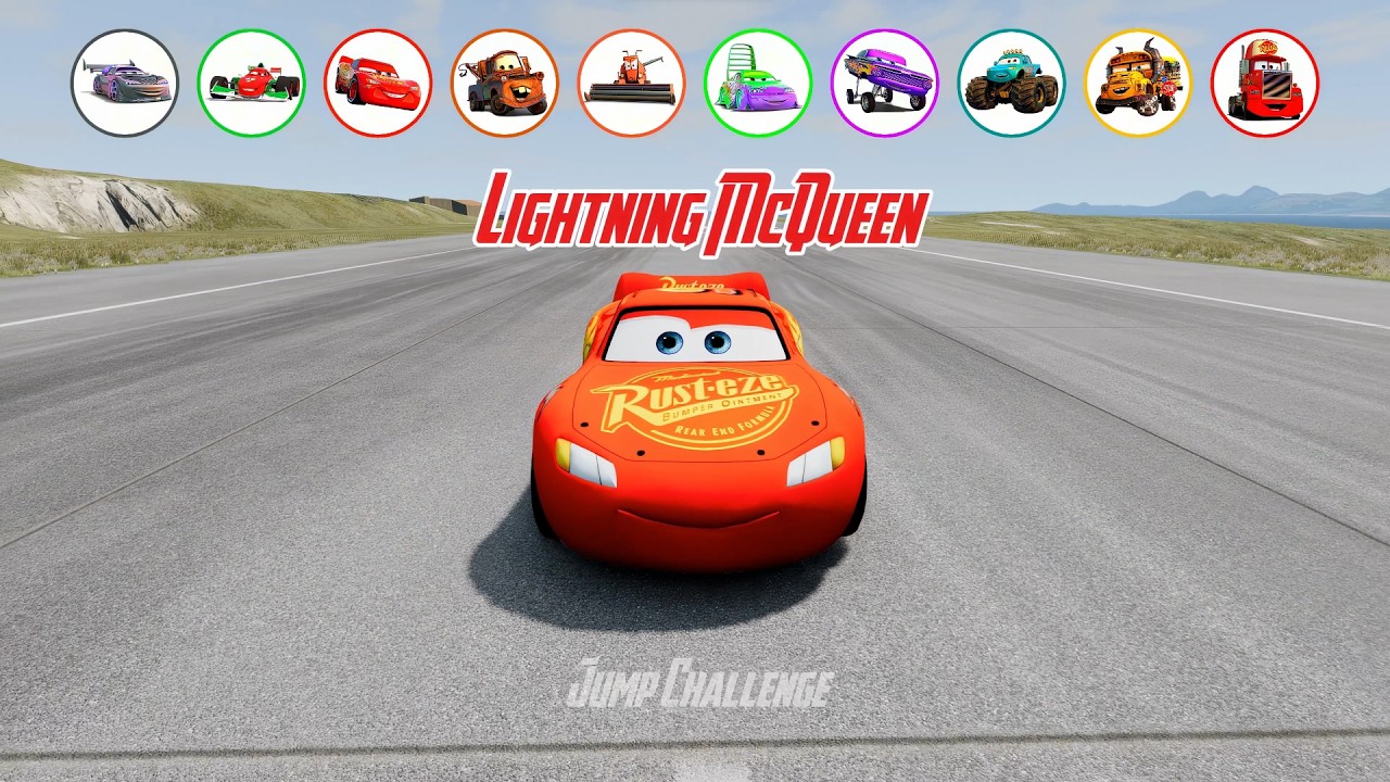 Lightning McQueen Cars vs Giant Cannon Challenge | BeamNG.drive #05
