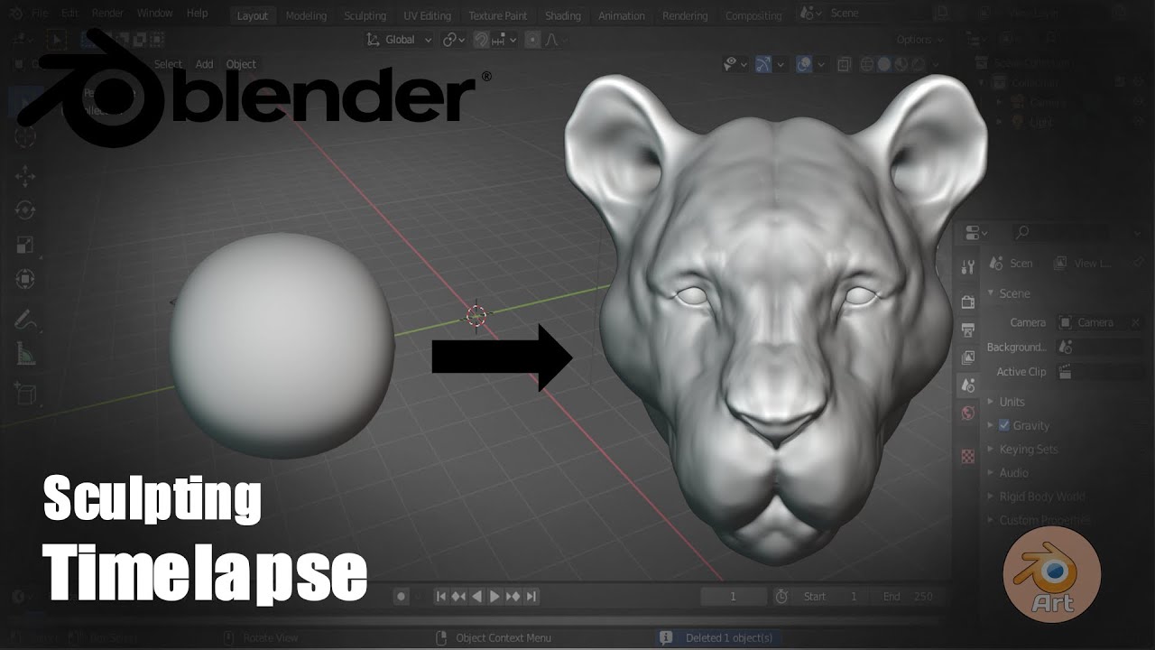 blender timelapse , sculpting lion