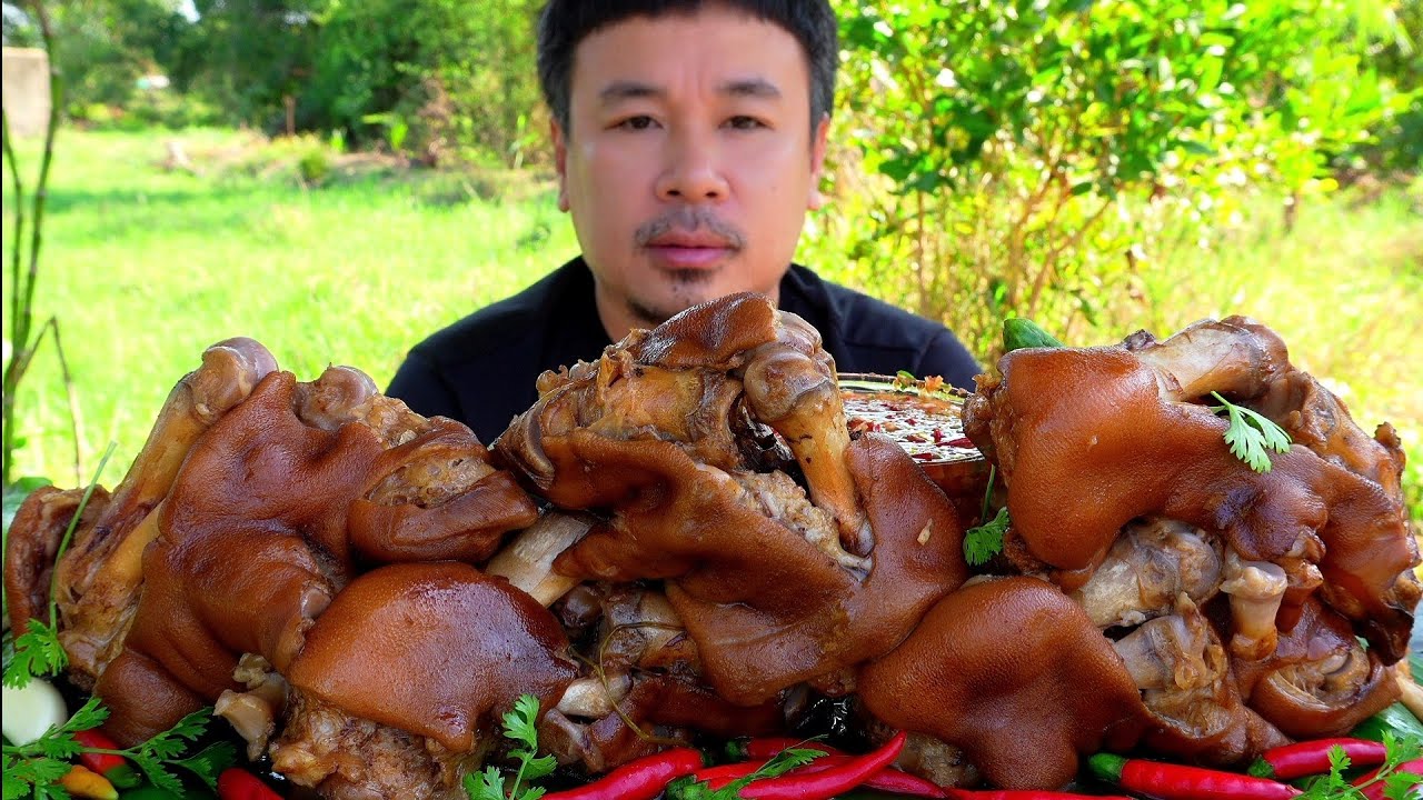 ขาหมูคากิต้มพะโล้สมุนไพร mukbang food 