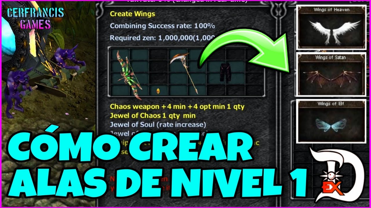 DevilzMu Ex | Cómo crear Alas de Nivel 1 y previamente crear una arma Chaos