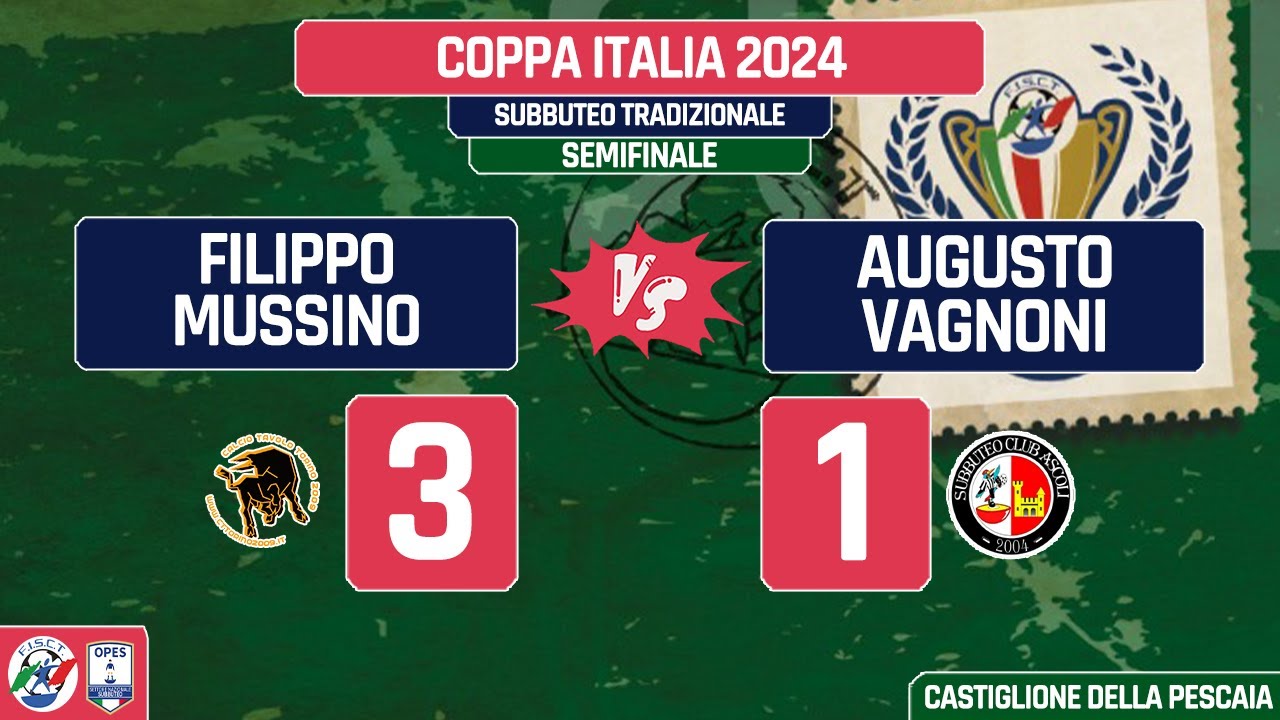 MUSSINO vs. VAGNONI (Coppa Italia 2024 di Subbuteo Trad. - Torneo Individuale - Semifinale)
