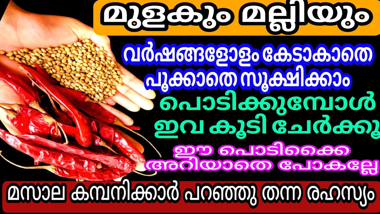 മുളക് മല്ലി പൊടിക്കുമ്പോൾ ഇവകൂടി ചേർക്കൂ| വർഷങ്ങളോളം കേടാവാതെസൂക്ഷിക്കാം|Tips To Make Masala Powder