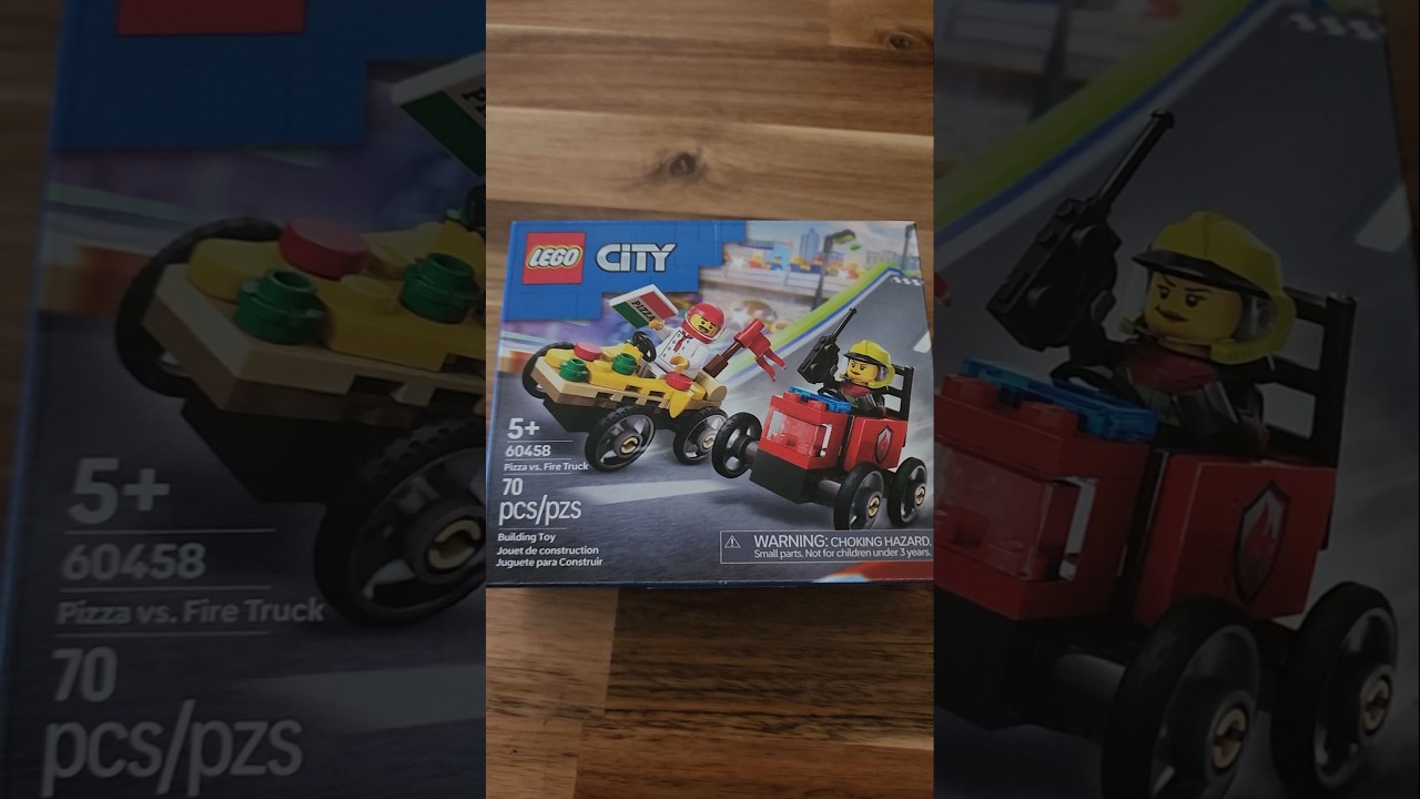 Lego City Pizza Vs. Fire truck 60458! #lego #lego2025 #ytshorts #pizza #firetruck