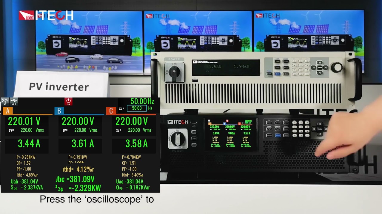 ITECH IT7900 Regenerative Grid Simulator demo video with PV simulator and PV inverter