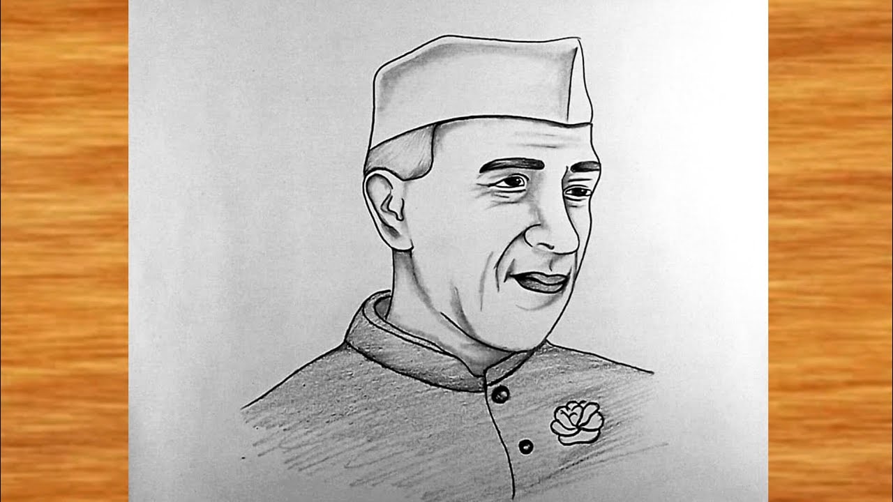 Javahar lal Nehru Drawing || How to Draw pandit javahar lal Nehru ji || Drawing for children's day 