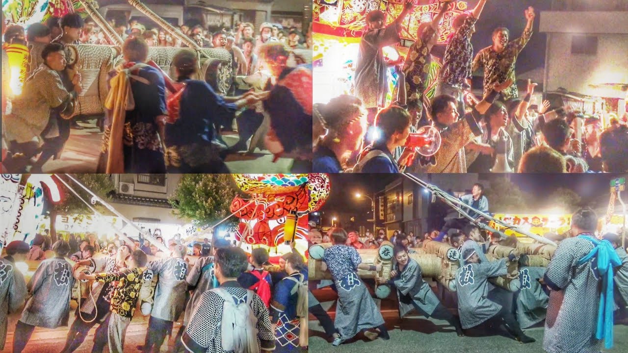庄川観光祭 2023 最終日 東部 松栄会 の戦い 夜高 大行燈 合わせ ぶつけ合い 2023.6.04 富山県砺波市