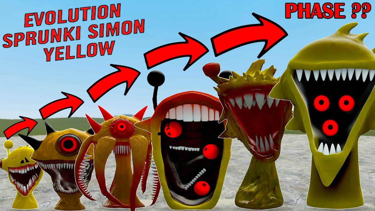 NEW ALL PHASES 1-10 EVOLUTION OF SIMON YELLOW SPRUNKI In Garry's Mod!