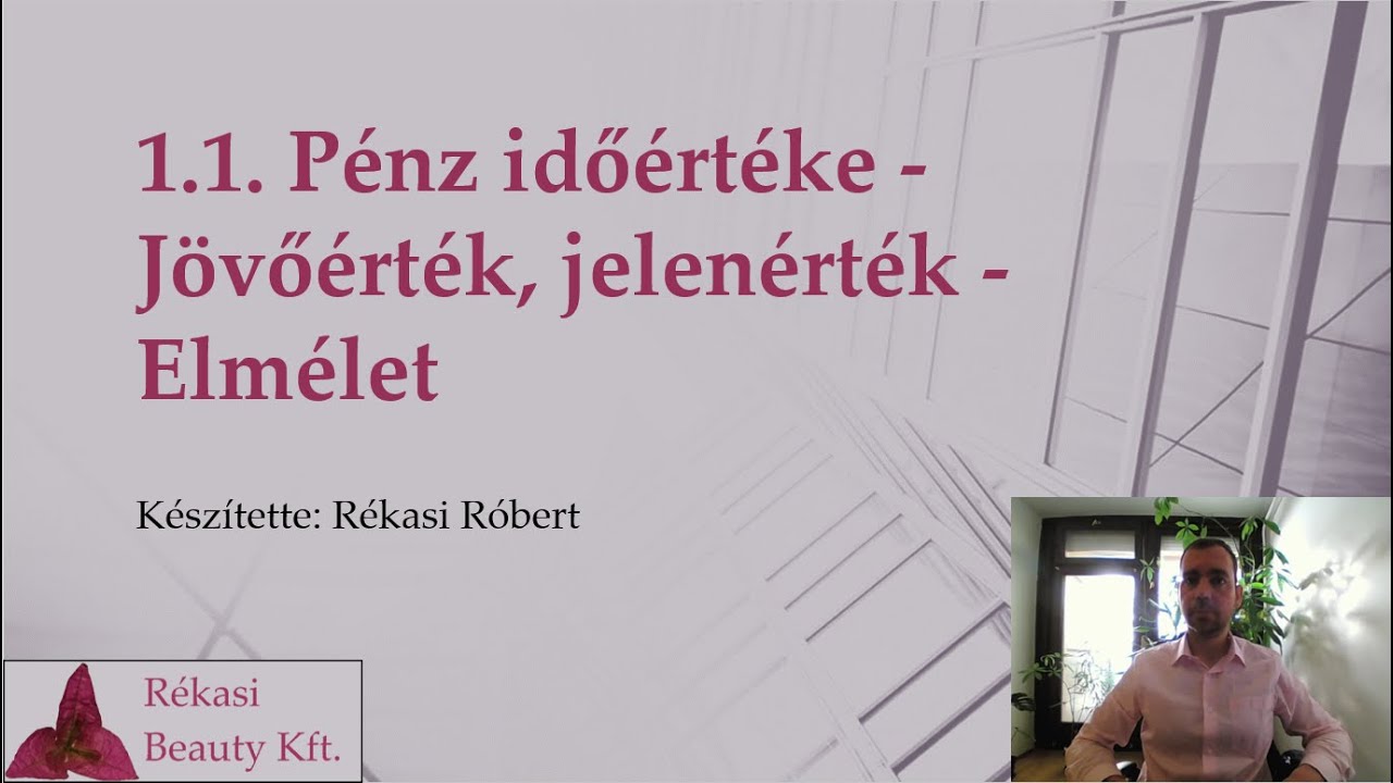 1.1. Pénz időértéke - Jövőérték, jelenérték - Elmélet