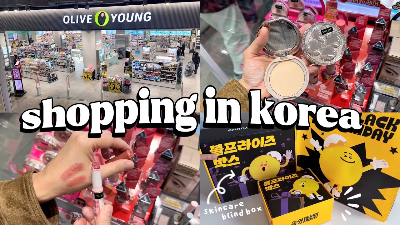 shopping in korea vlog 🇰🇷 Oliveyoung skincare & makeup haul + unboxing 올영세일