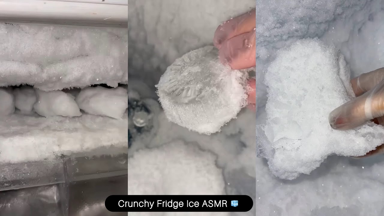 Frozen Freezer 😍 Look at these ice crystals 😍 So fluffy and crunchy 💖 Perfect ice bite 🧊 ASMR ❤️