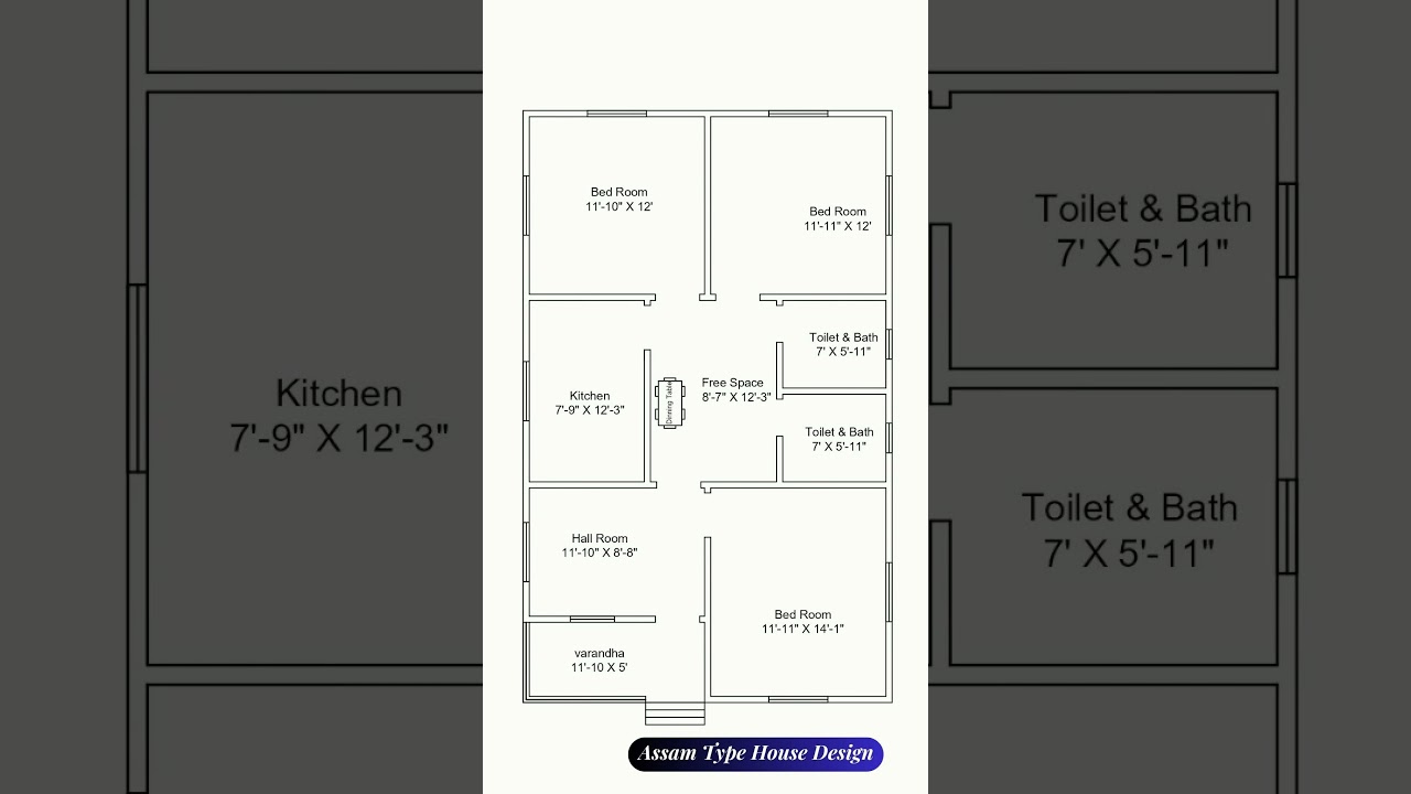 25' X 40' House Plan | Assam Type house plan  