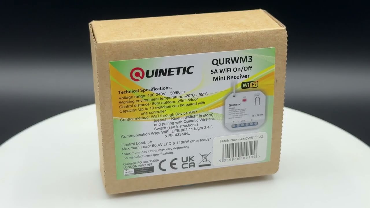 QURWM3 - Quinetic WiFi On/Off Mini Wireless Switch Receiver