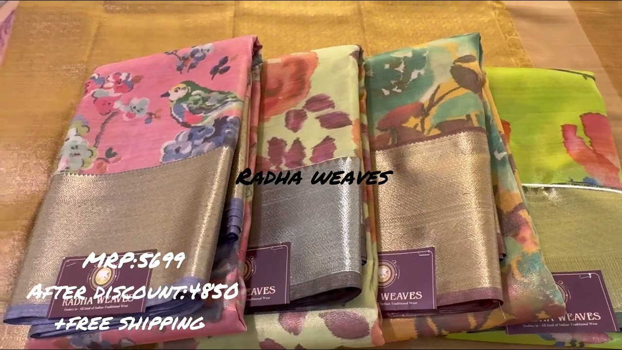 RADHA WEAVES, RAJAJINAGAR,BENGALURU||semi Kalamkari sarees||@ discounted prices||with free shipping