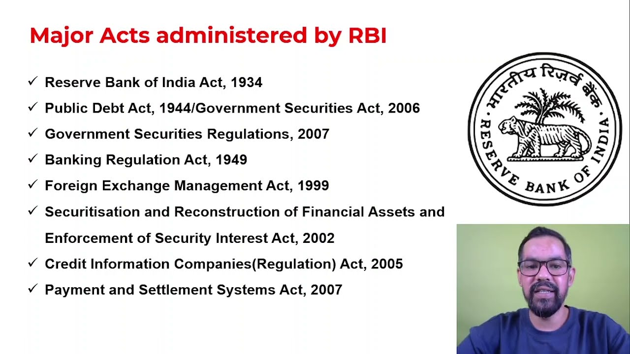 Acts Administrated by RBI | Imp Acts related to RBI | Reserve Bank of India Power