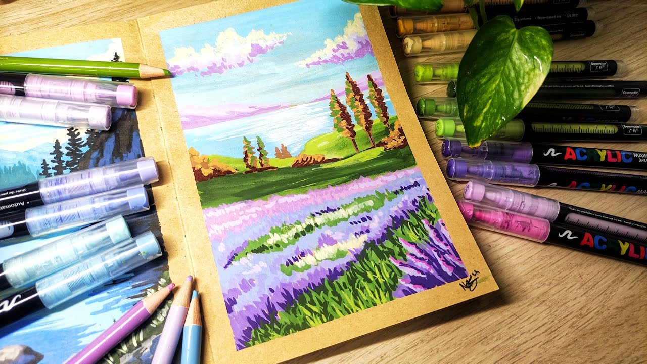 Acrylic Markers Cozy Landscape| Easy tutorial