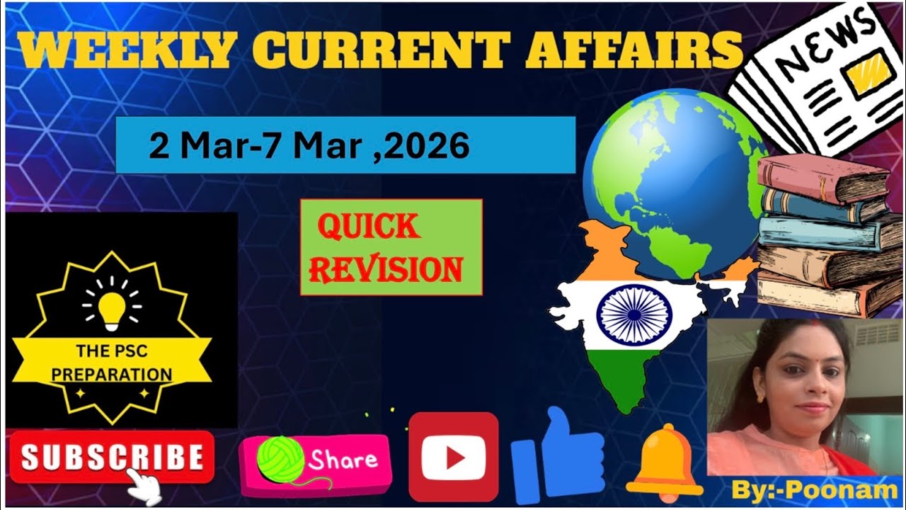 Weekly current affairs(2-7 march 2026)|currentevents#trending #currentevents @Poonam.currentaffairs 