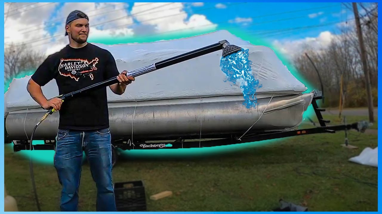 How I shrink wrap this 24 foot pontoon boat for the winter