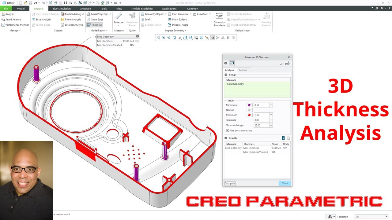 Creo Parametric - 3D Thickness Analysis | Mold Design