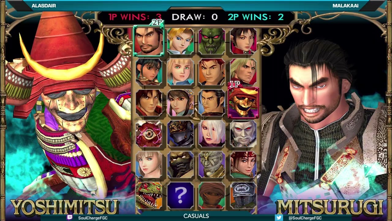 [Soul Calibur 2] Alasdair (Yoshimitsu) vs Malakaai (Mitsurugi) HD 60fps