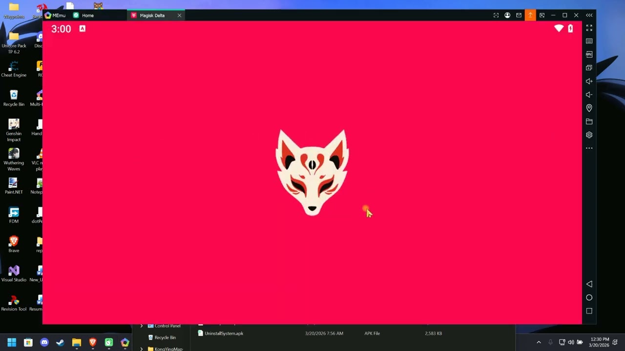 Root/install Magisk memu emulator and hijack launche