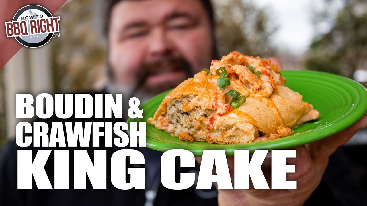 Mardi Gras KING CAKE with Crawfish & Boudin Sausage